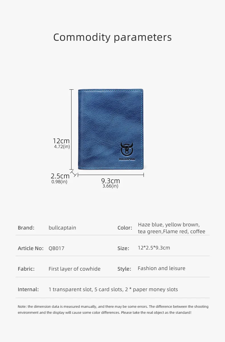 BULLCAPTAIN New 100% Leather Men's Wallet High Quality Product Leather Men's Wallet Multifunctional Card Slot Short Wallet QB017