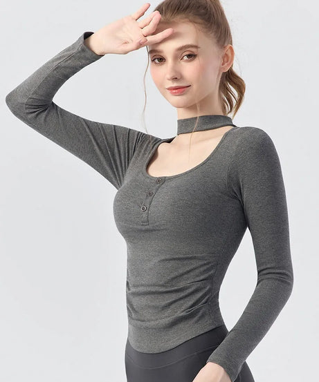 Gym Women Sports Tops Yoga Fitness Long Sleeves Breathable Comfort Workout Clothing Running Gym Pilates Yoga Shirts with Chest