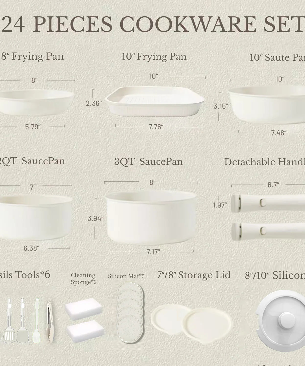 Pots and Pans Set, Nonstick Cookware Set Detachable Handle, Induction Kitchen Cookware Sets , RV Cookware Set, Oven Safe