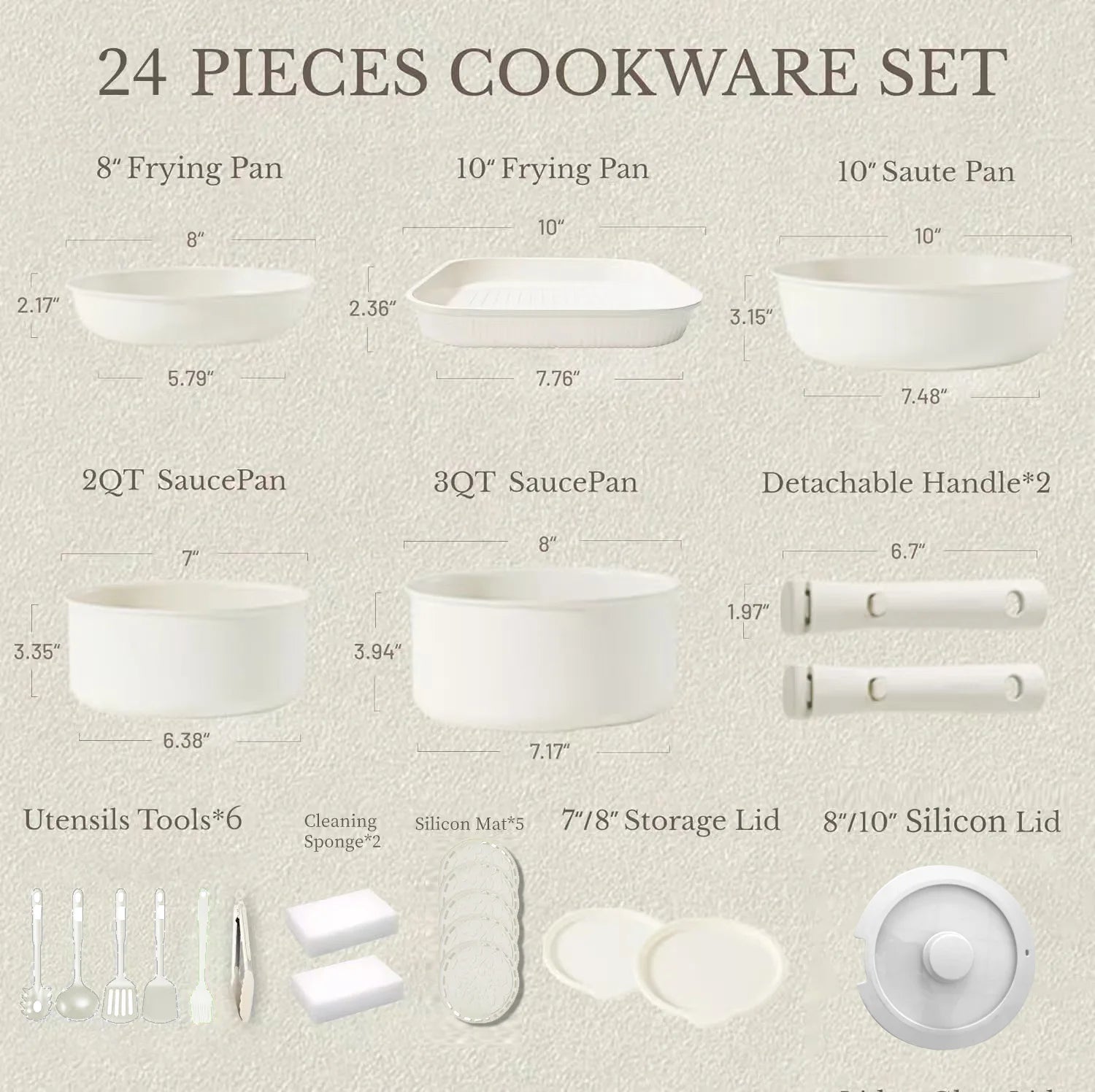 Pots and Pans Set, Nonstick Cookware Set Detachable Handle, Induction Kitchen Cookware Sets , RV Cookware Set, Oven Safe