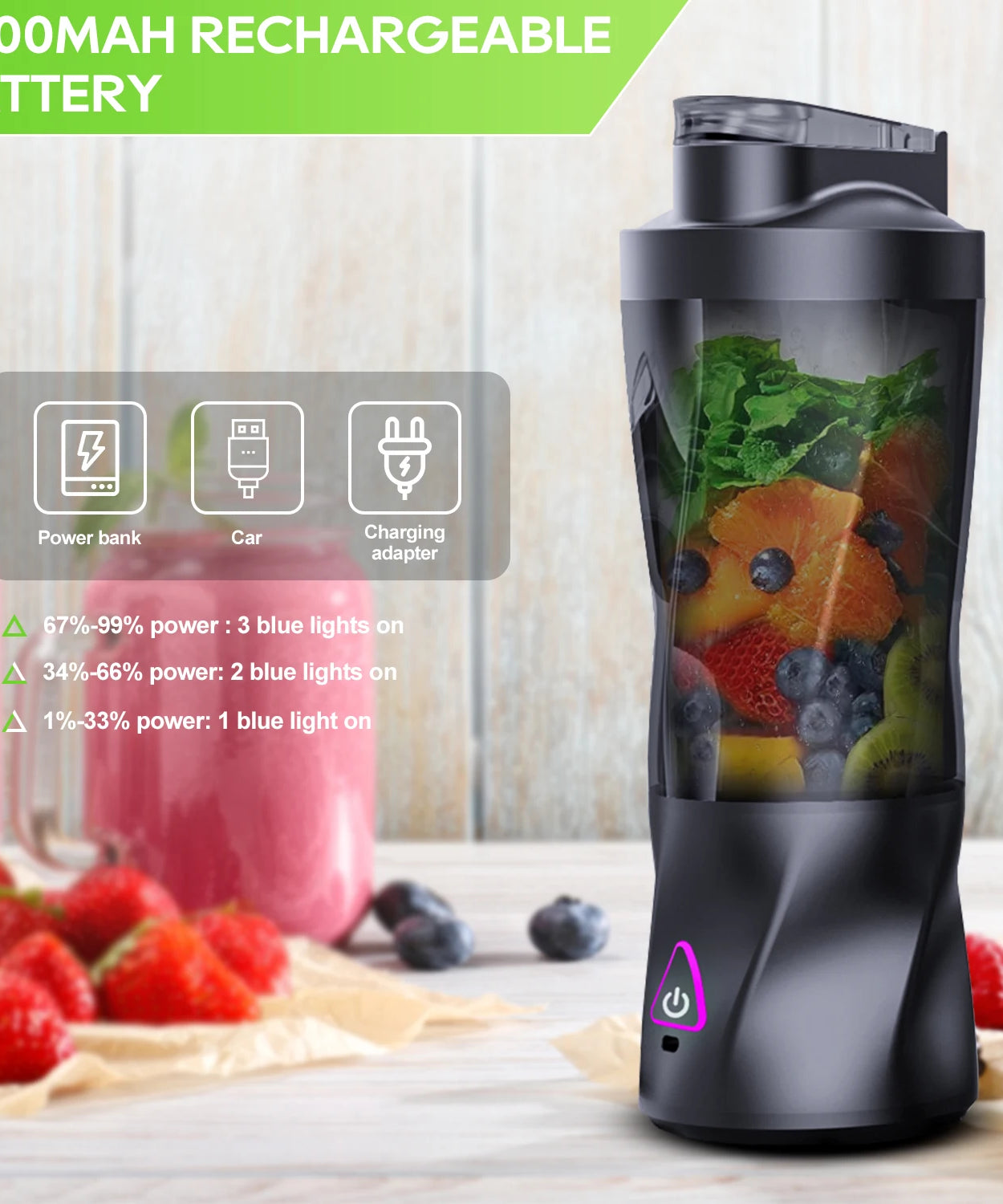 Electric Portable Juicer Fresh Fruit Mixer 700ML Multifunctional USB Rechargeable Shakes Smoothie Blender Outdoor Mixing Cup