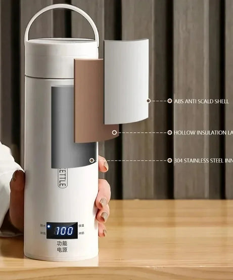 500ML Electric Kettles Portable Tea Coffee Kettle Travel Boil Water Thermal Cup Anti-Scald Water Bottle English Menu