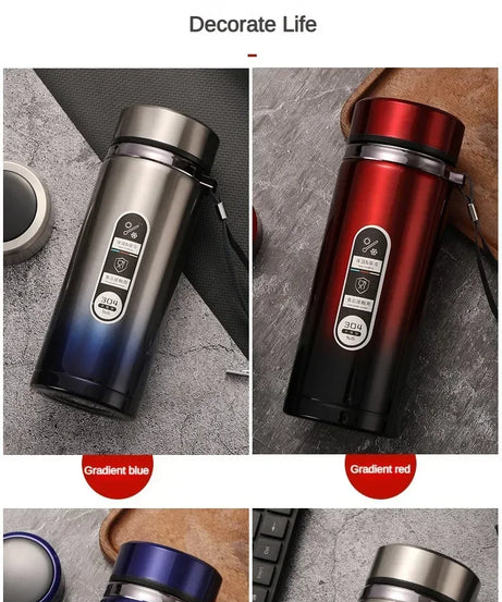 800ML-1L Stainless Steel Thermos Bottle 304 Tea Bottle Car Vacuum Bottle with LED Temperature Display Portable Drinking Cup