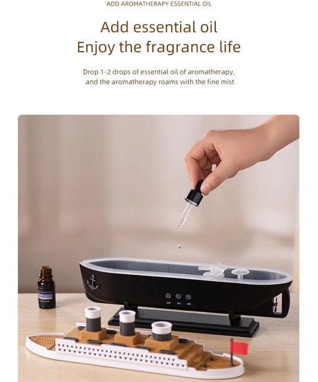 250ml Titanic Ship Model Decoration Air Humidifier Essential Oil Diffuser Jellyfish Smoke Ring Spray Aroma Diffuser For Home