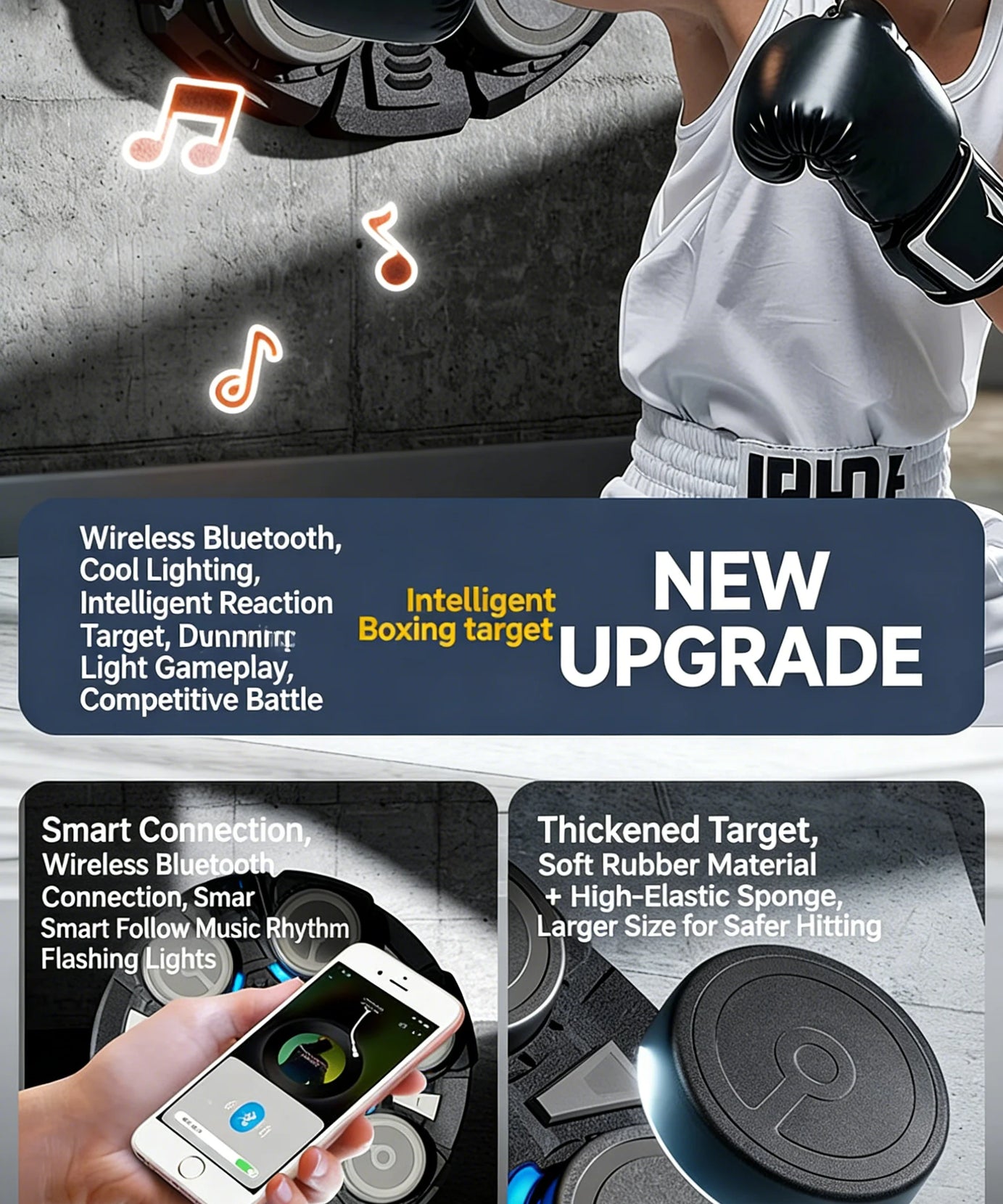 Rhythm Box Music Boxing Target Interactive Exercise Equipment with Light Response for Stress Relief And Coordination Training fo