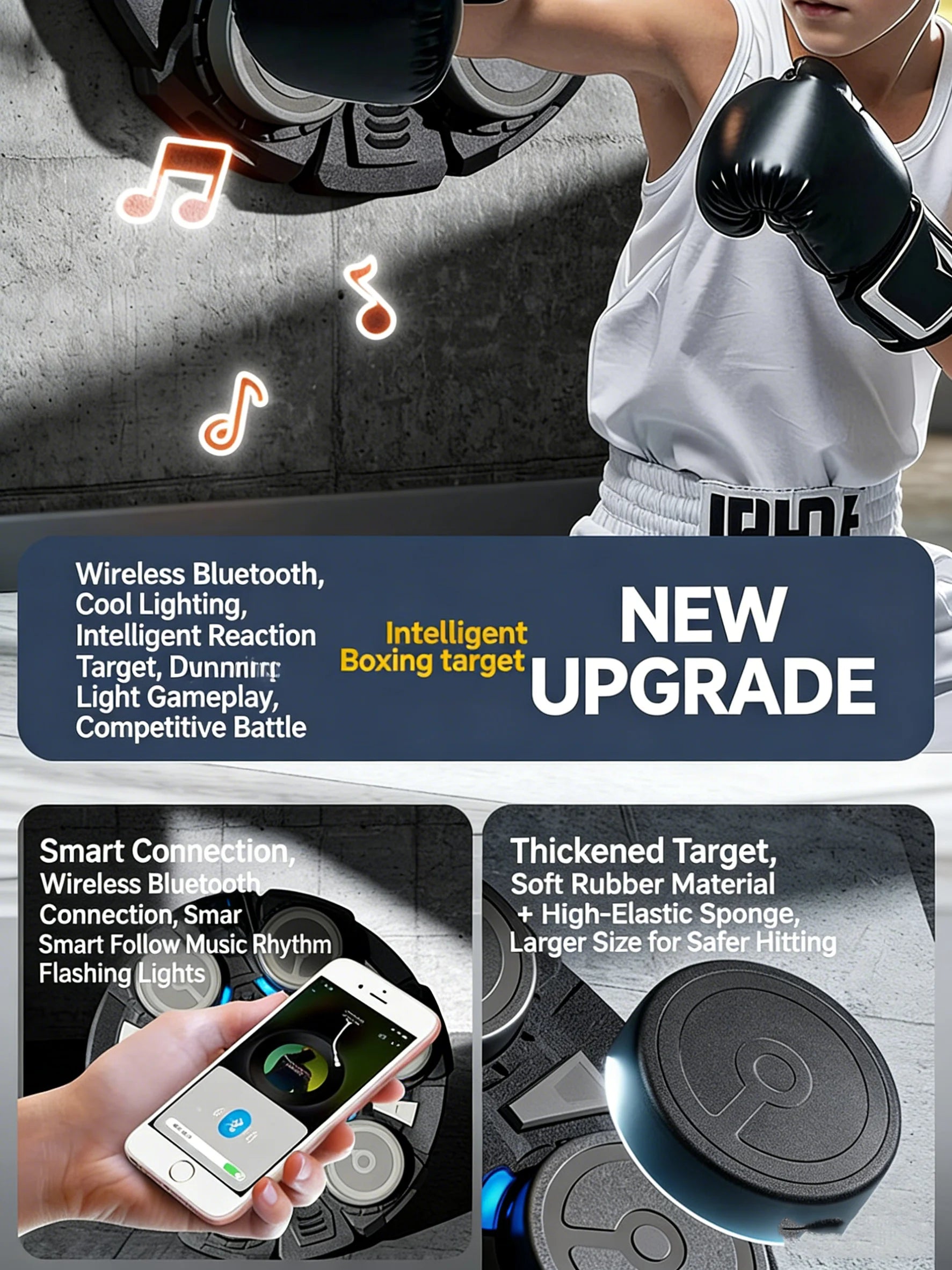 Rhythm Box Music Boxing Target Interactive Exercise Equipment with Light Response for Stress Relief And Coordination Training fo