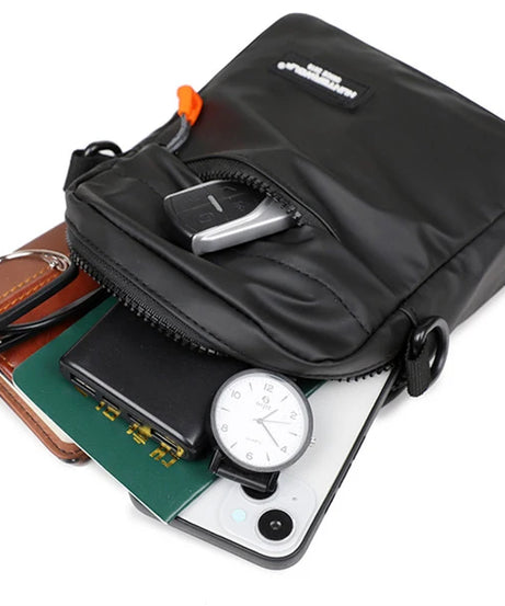 Simple Mini Men Crossbody Bag For Phone Side Bag Casual Waterproof PU Leather Shoulder Bag Business Small Messenger Sling Bags