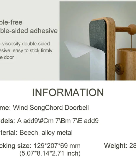 432Hz Door Opening Wood-made Doorbell Chime Music Chords Door Bell Chimes For Home Business Entrance Fridge Housewarming Gift