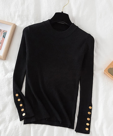 2025 women thick sweater pullovers khaki casual autumn winter button o-neck chic sweater female slim knit top soft jumper tops