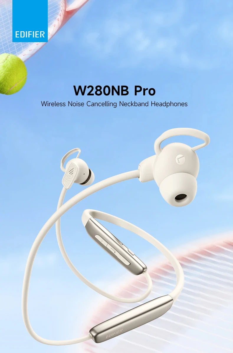 Edifier W280NB Pro Wireless Noise Cancelling Neckband Headphones Bluetooth V5.4 Hi-Res LDAC Sport Earphones IP55 Waterproof