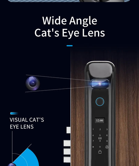 3D Real-time Intercom Face Recognition Digital Door Lock With Camera FIngerprint Password Unlock Keyless Electronic Door Lock