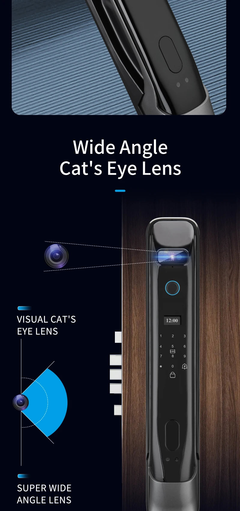 3D Real-time Intercom Face Recognition Digital Door Lock With Camera FIngerprint Password Unlock Keyless Electronic Door Lock