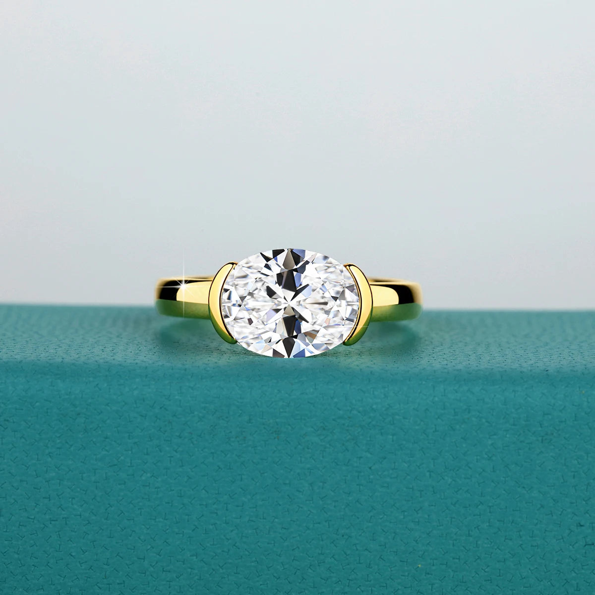 14K Gold Certified Oval Cut Moissanite Ring for Women Lab Created Diamond Engagement Wedding Yuan Bao Ring Jewelry Classic