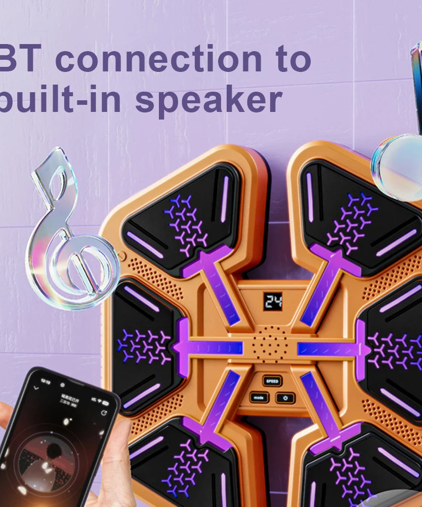 Smart Bluetooth Music Boxing Machine Boxing Wall Target Adjustable Speed Dynamic Light Boxing Machine Wall-Mounted for Adults