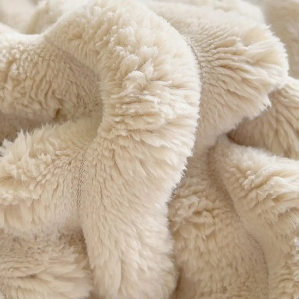 Ultra Soft Faux Rabbit Fur Throw Blanket Warm Plush Striped Blankets Conditioning Quilt Fluffy Throws for Couch Chair Sofa