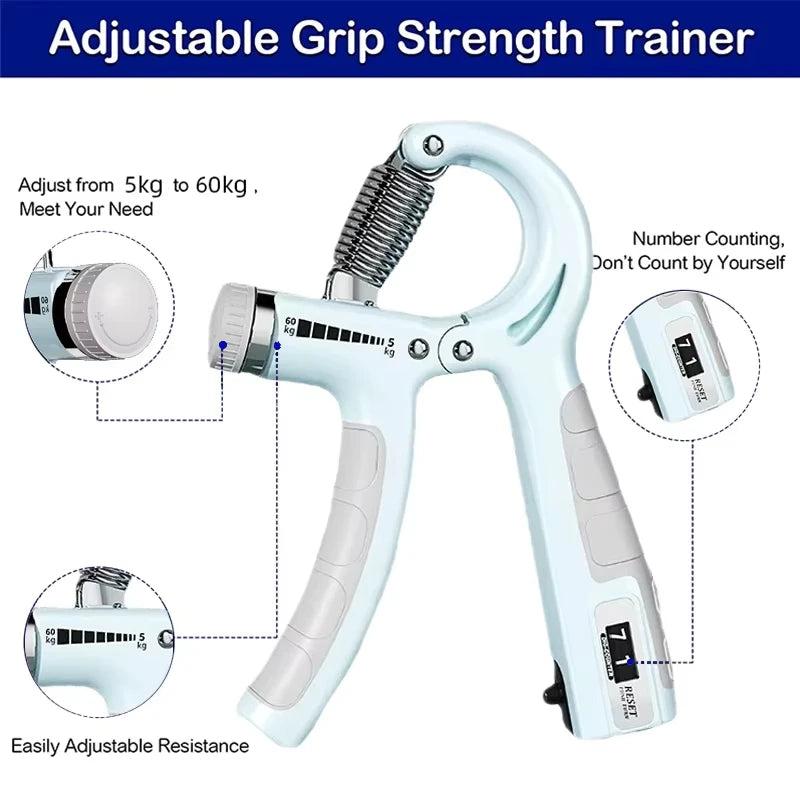 Adjustable Hand Grip 5-60kg Strengthener Hand Grip Trainer With Counter Wrist Forearm And Hand Exerciser For Muscle Building