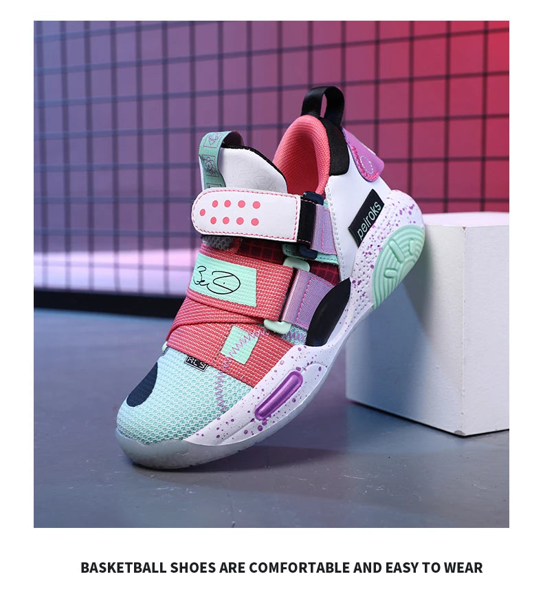 2024 New Children's Basketball Shoes For Boys Girls Non-slip Kids Sport Shoes Lightweight Outdoor Sneakers Trainers Footwear