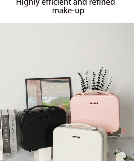 Portable Makeup Organizer Box with LED Light & Mirror – Travel-Friendly Cosmetic Train Case for Brushes box