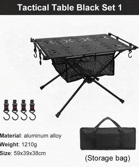WESTTUNE Camping Folding Table Portable Aluminum Alloy Lightweight Table with Accessories Multifunctional Outdoor Table