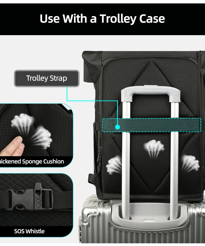 Heroic Knight Travel Men Backpack Multifunction Expandable Laptop Bag USB Port Outdoor Waterproof Hiking Pack For Male Anti-thef