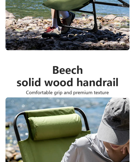 BSWOLF Camping Folding Chair Adjustable Armrest Portable Relaxing Chair With Detachable Pillow for Beach Travel Hiking