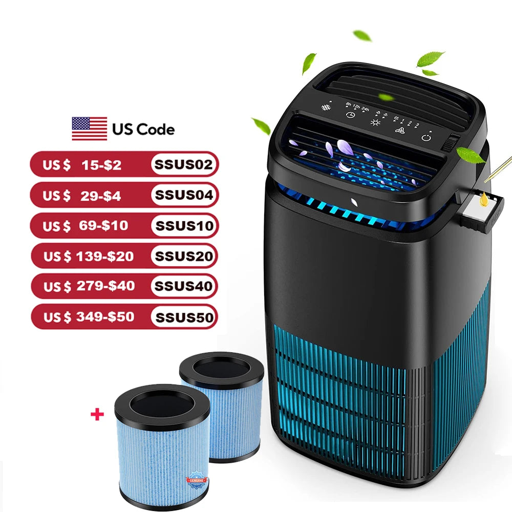AROEVE Air Purifier 1250ft² H13 True HEPA Filter Essential Oil Fragrance Sleep Timer 4 Speed with Adjustable Air Direction Clean
