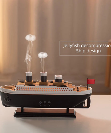 250ml Titanic Ship Model Decoration Air Humidifier Essential Oil Diffuser Jellyfish Smoke Ring Spray Aroma Diffuser For Home