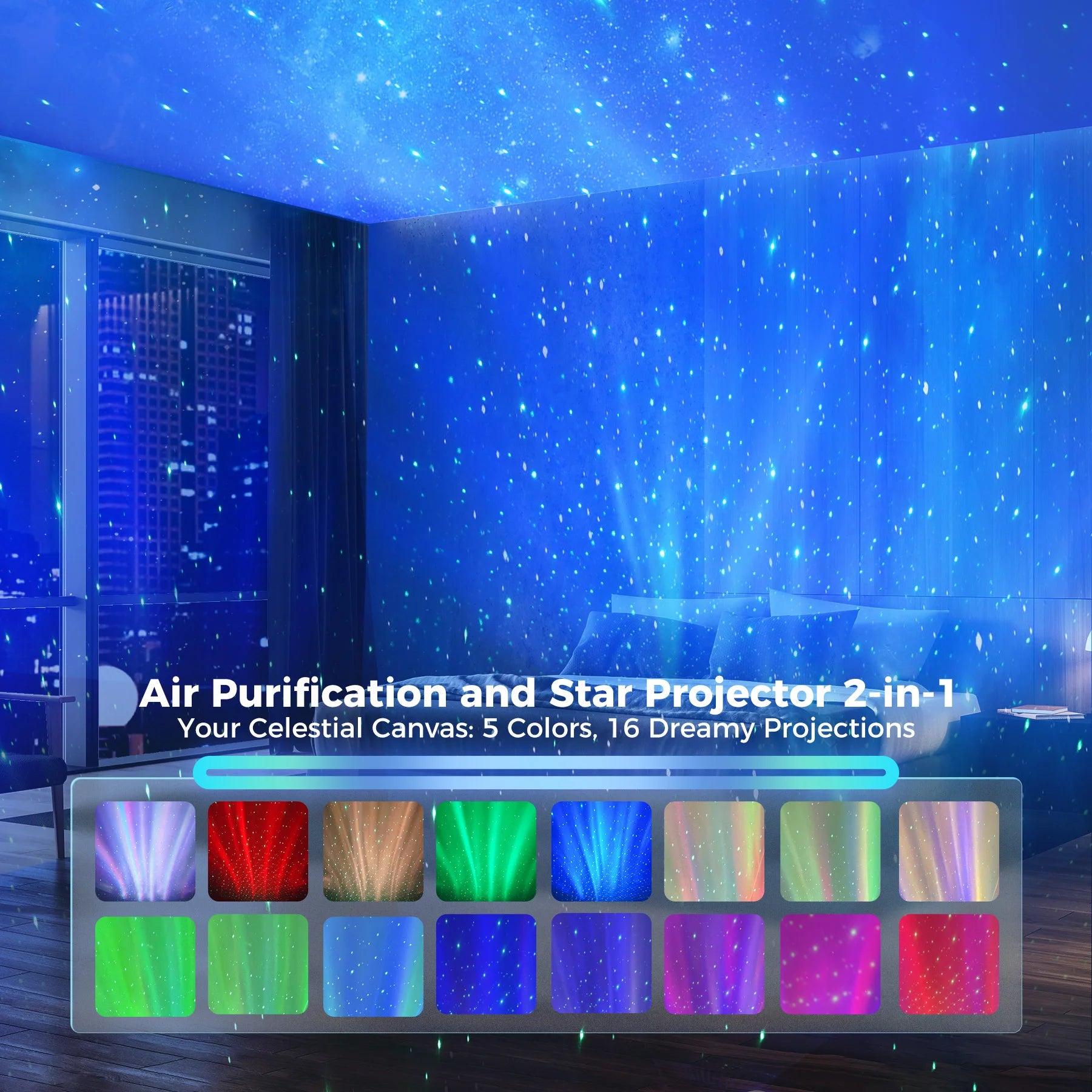 AROEVE Air Purifier for Large Rooms1,782 Sq. Ft. with Star Projector, Smart WiFi, UV Function ,Washable Filter for Whole Home