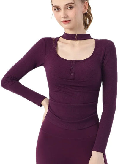 Gym Women Sports Tops Yoga Fitness Long Sleeves Breathable Comfort Workout Clothing Running Gym Pilates Yoga Shirts with Chest