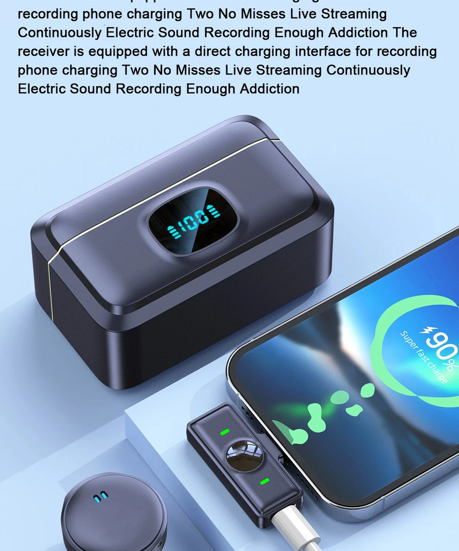 Lavalier Microphone 2.4GHz Wireless Microphone Magnetic Suction Microphone With Charging Case For Video Recording Plug and Play