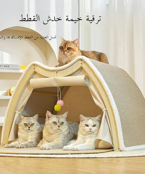 Warmth Enclosed Wooden  Scratching Board Large Villa Sle  House for All Seasons Indoor Pet elter  Tent Dog Bed