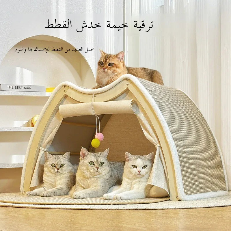Warmth Enclosed Wooden  Scratching Board Large Villa Sle  House for All Seasons Indoor Pet elter  Tent Dog Bed