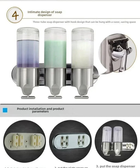 Soap Dispenser Wall-Mounted Large-Capacity Shower Gel Box Bathroom Hand Washer Transparent