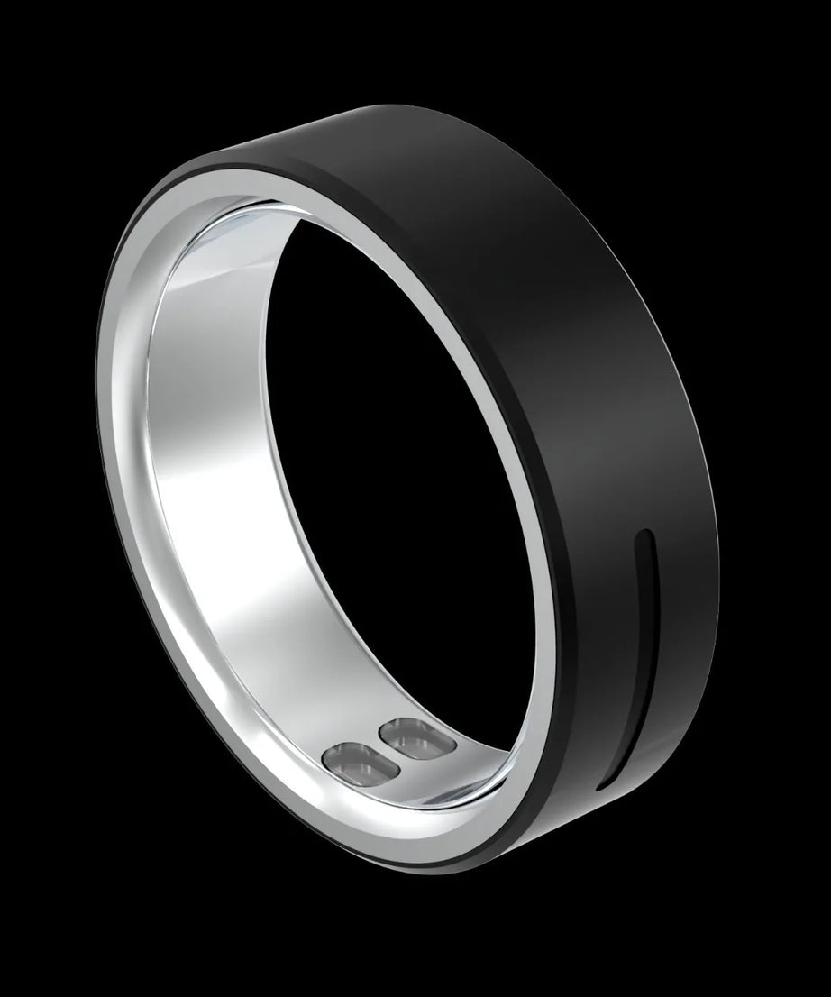 Ceramic Smart Ring with Vibrate Alerts Calls Alarm Notification Vibration, Health and Sleep Monitor 5ATM Waterproof Ring for Men