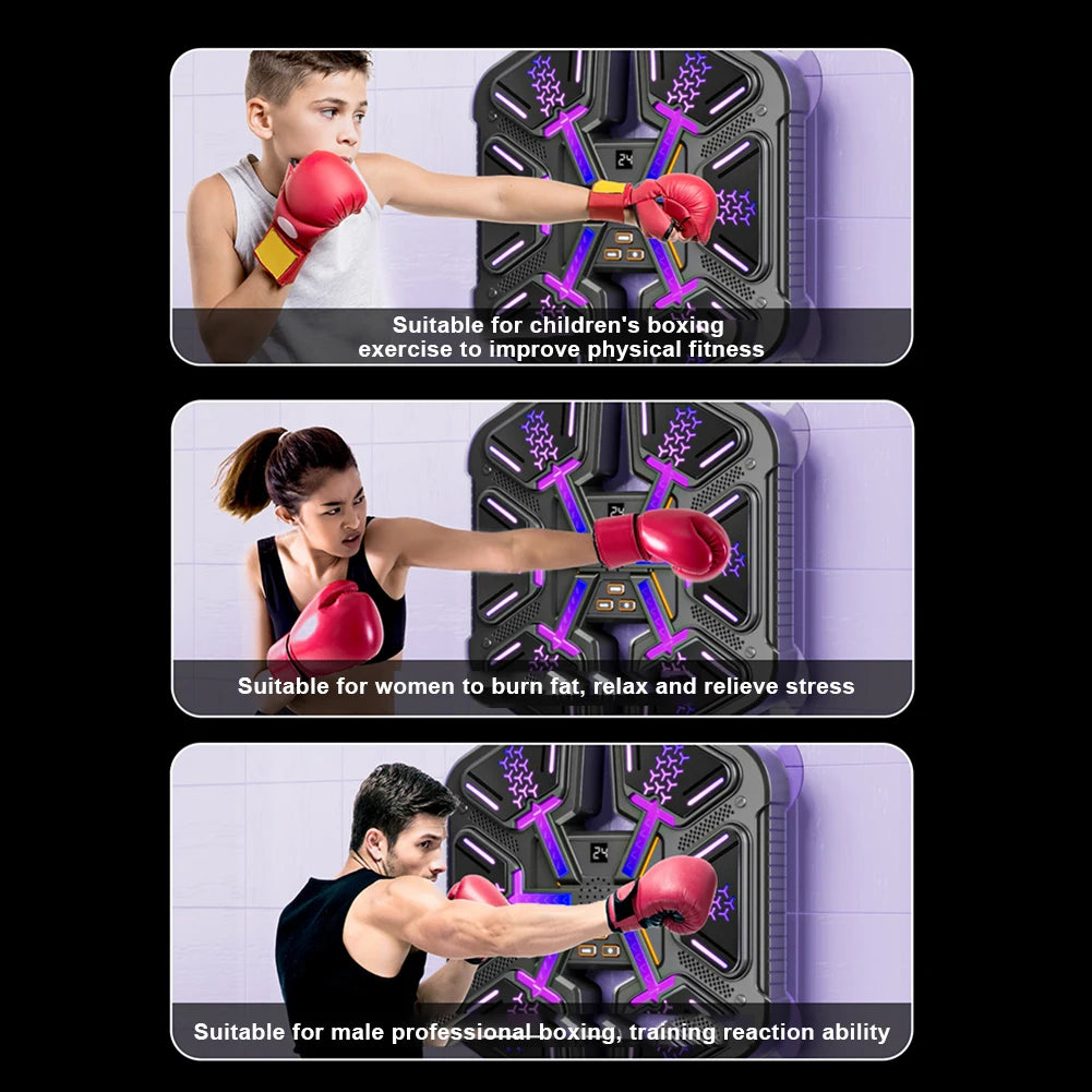 Smart Bluetooth Music Boxing Machine Boxing Wall Target Adjustable Speed Dynamic Light Boxing Machine Wall-Mounted for Adults