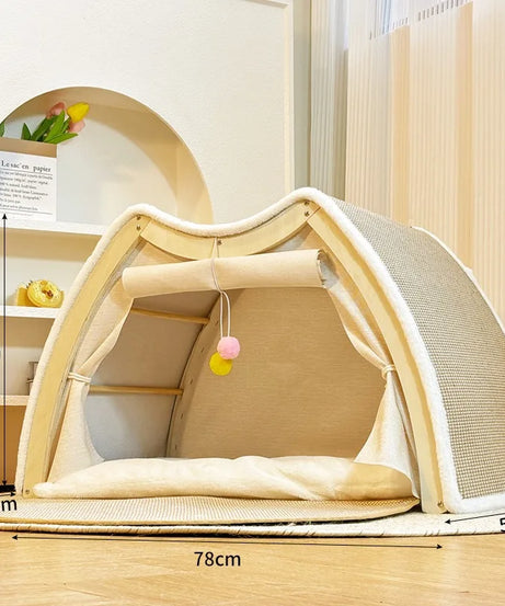 Warmth Enclosed Wooden  Scratching Board Large Villa Sle  House for All Seasons Indoor Pet elter  Tent Dog Bed