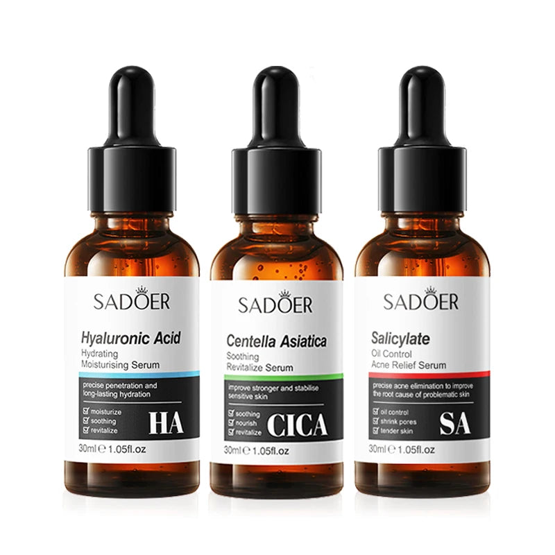 1/3pcs SADOER Salicylic Acid Centella Asiatica Hyaluronic Acid Serum for Face Moisturizing Hydrating Facial Essence 30ml