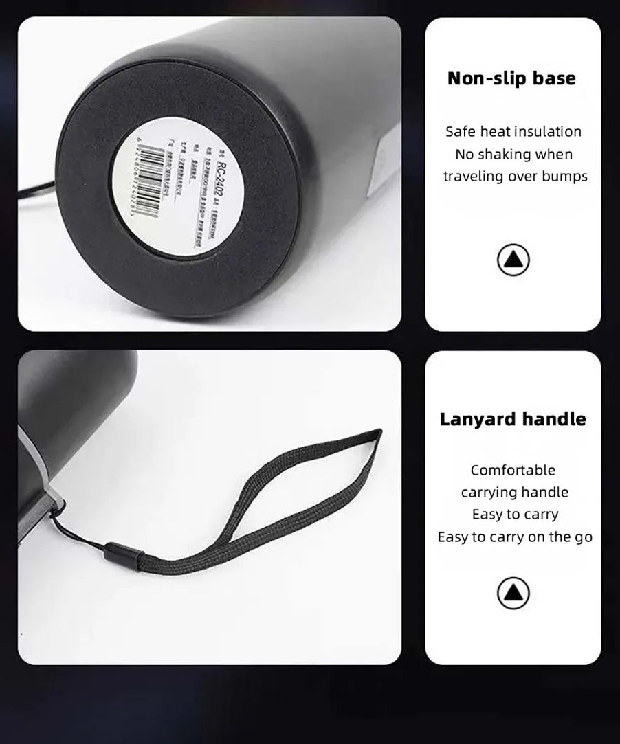 Electric Kettle 12V24V Portable Car Heating Cup 500ml Travel Heating Touch Screen Intelligent Adjustable Temperature Thermal Cup