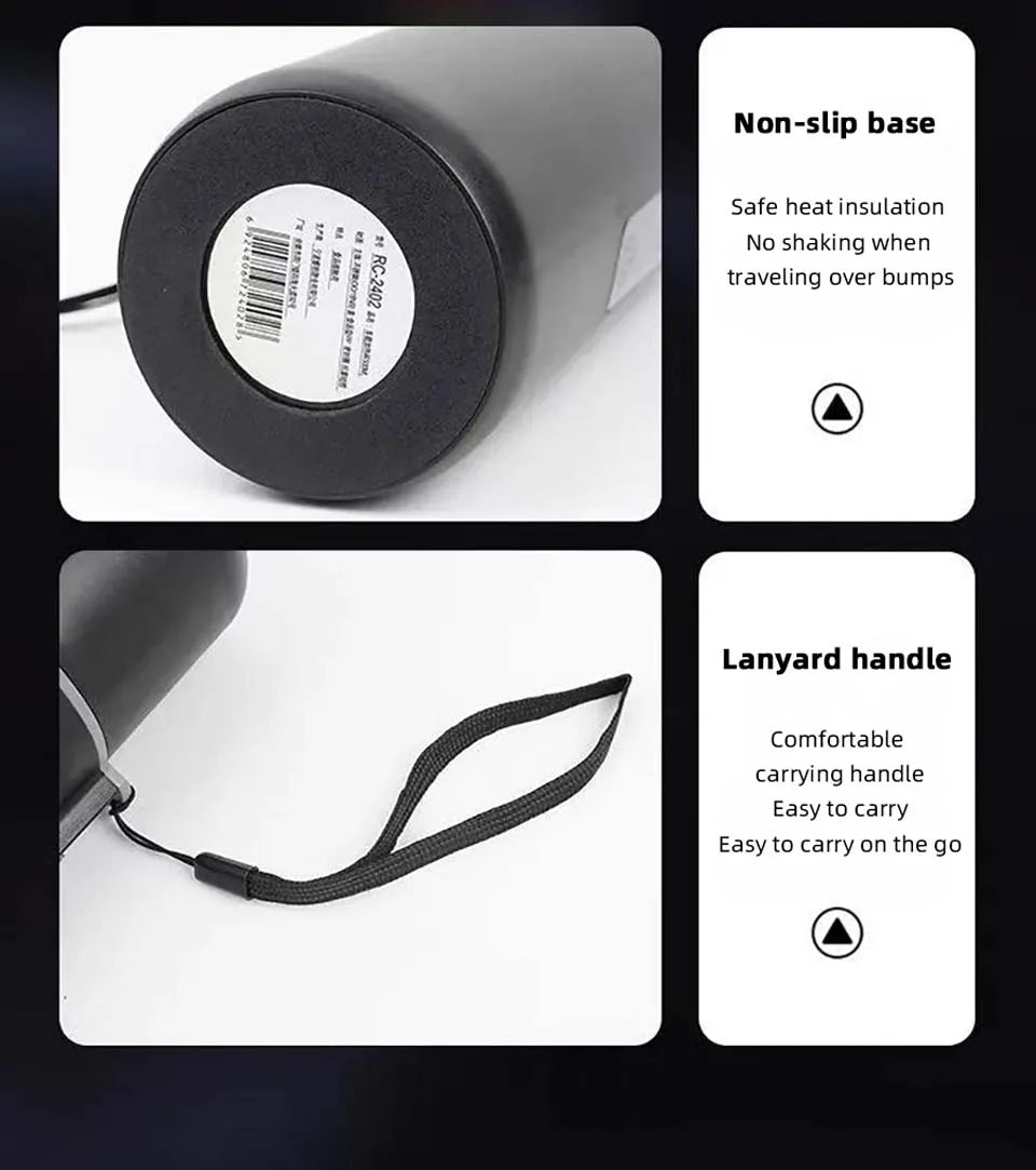 Electric Kettle 12V24V Portable Car Heating Cup 500ml Travel Heating Touch Screen Intelligent Adjustable Temperature Thermal Cup