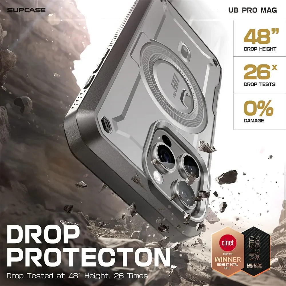 For iPhone 16 Pro Max Case 6.9“ 2024 SUPCASE UB Pro Mag Full Body Rugged Phone Case with Built-in Screen Protector Belt-Clip