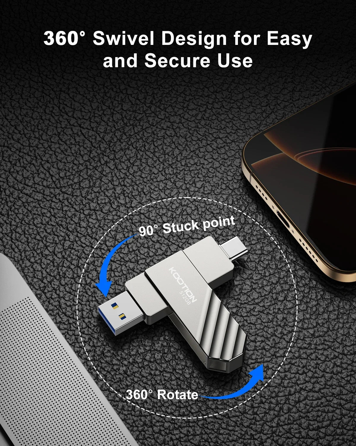 KOOTION U600 USB3.2 Type C Flash Drive 512GB 256GB 128GB Pendrive High Speed Pen Drive Dual Memory Stick For Smartphone Laptop