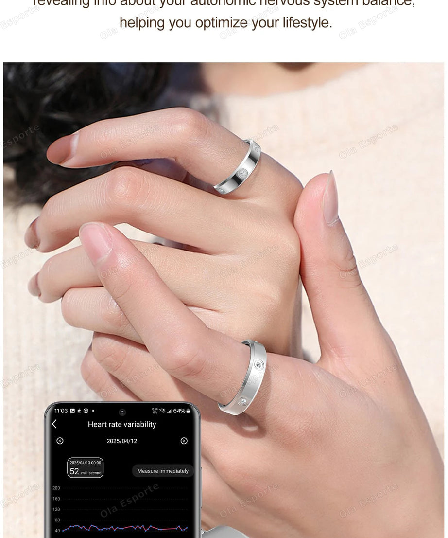 2025 Smart Ring Women Men Super narrow 6.3mm Heart Rate Health Stress measurement Monitor IP68 Waterproof Fashion Sports Rings