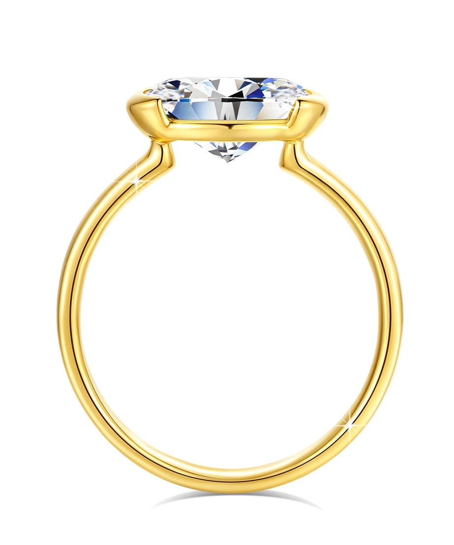 14K Gold Certified Oval Cut Moissanite Ring for Women Lab Created Diamond Engagement Wedding Yuan Bao Ring Jewelry Classic
