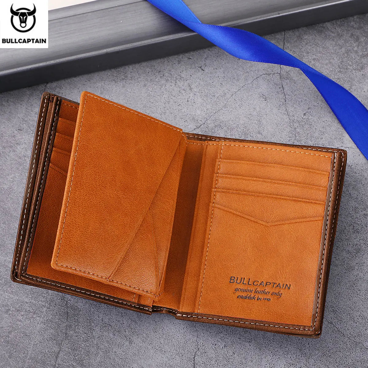 BULLCAPTAIN New 100% Leather Men's Wallet High Quality Product Leather Men's Wallet Multifunctional Card Slot Short Wallet QB017