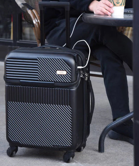 New front opening boarding suitcase men women 20/24/26 inch lightweight trolley travel luggage fashion USB charging luggage