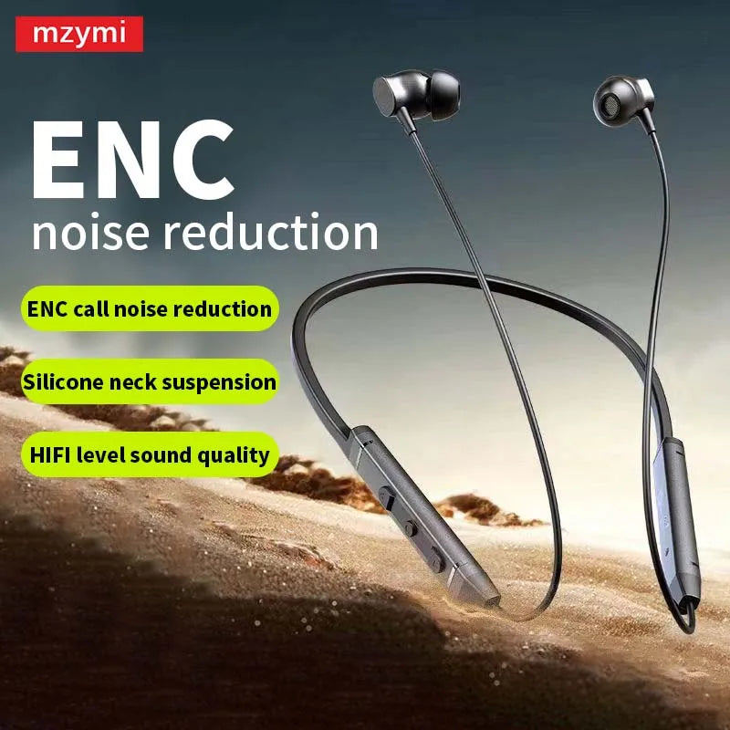 MZYMI BS09 Neckband Earbuds Wireless Bluetooth5.3 Noise Reduction Headphones HiFi Stereo Earphones Waterproof Headset With Mic