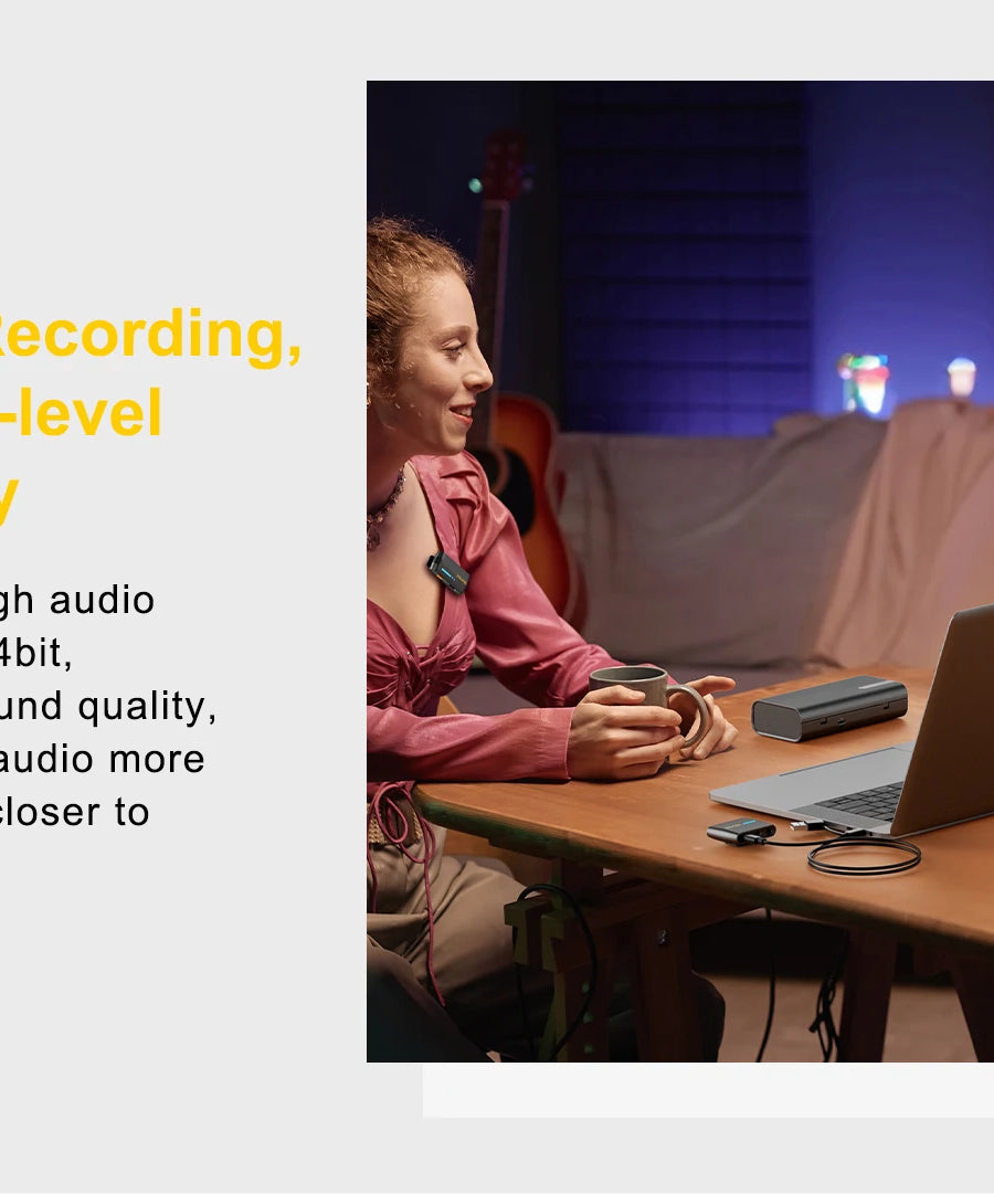 7Ryms iRay DW40 Wireless Lavalier Microphone with 4 Transmitters,48kHz/24bit Recording,AI Denoise for Camera,SmartPhone and PC