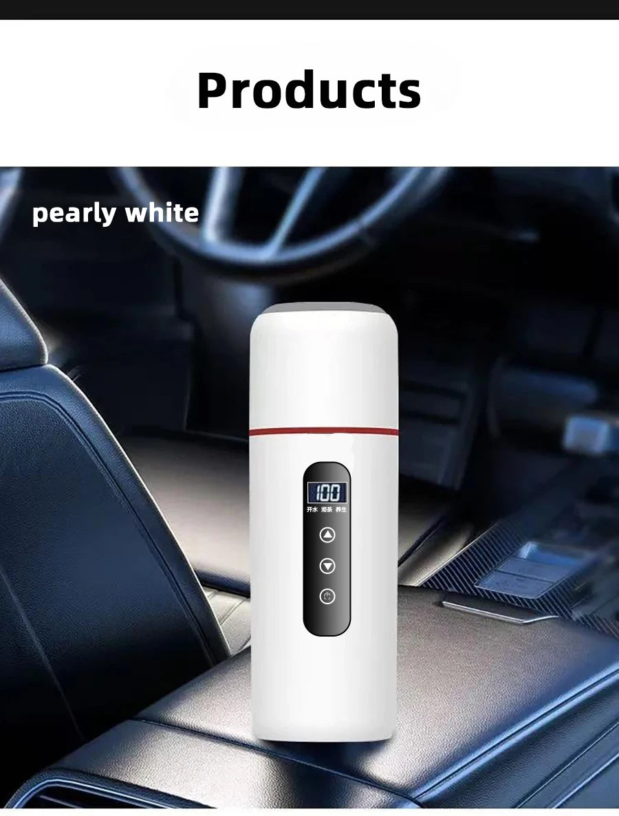 Electric Kettle 12V24V Portable Car Heating Cup 500ml Travel Heating Touch Screen Intelligent Adjustable Temperature Thermal Cup