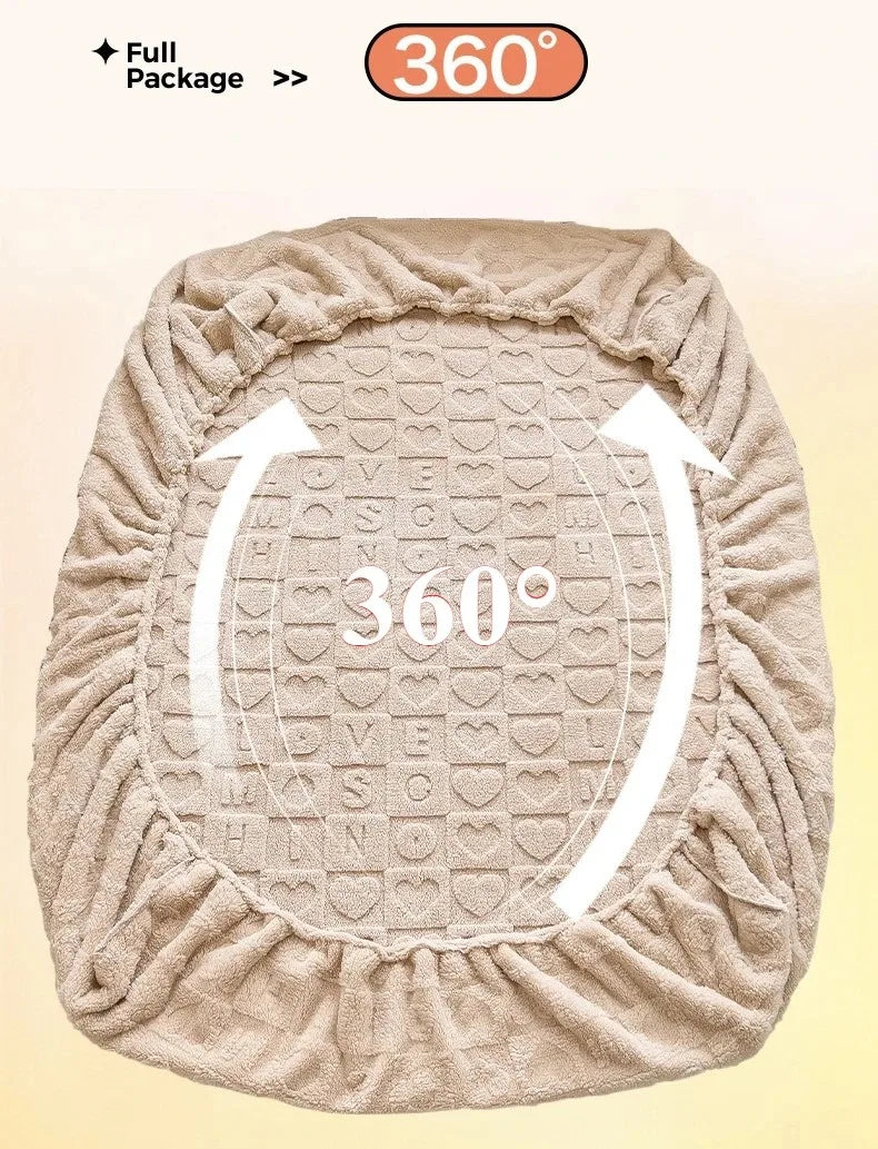 Autumn and Winter Fleece Bedspread, Mattress Protector, Dust Cover Fitted Sheet Suitable for Bedroom Dormitory Hotel Queen Size
