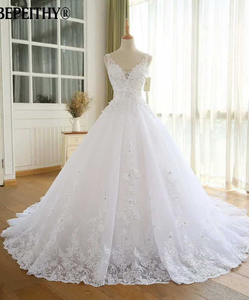 Customized Gorgeous Wedding Dress With Lace Vestido De Novia Princesa Wedding Dresses Real Image Ball Bridal Gown 2022 For Women